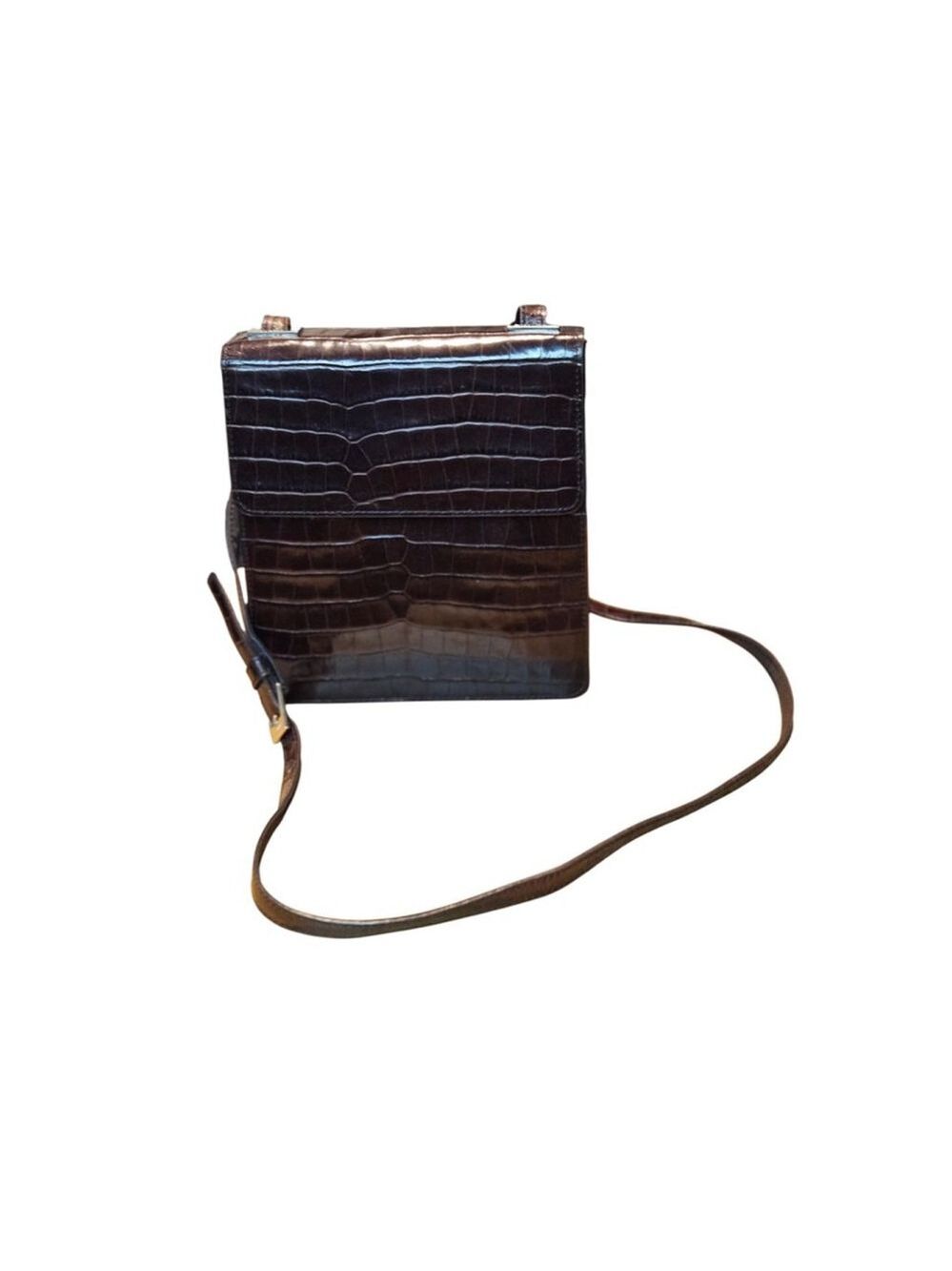 Enzo Angiolini Croc-Embossed Crossbody Bag in Brown - Picture 10 of 16